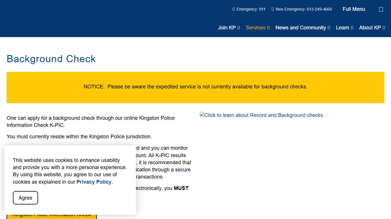 Background Check | Kingston Police
